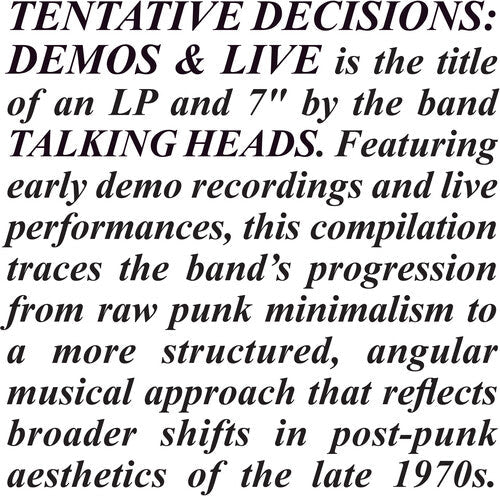The Talking Heads - Tentative Decisions: Demos & Live