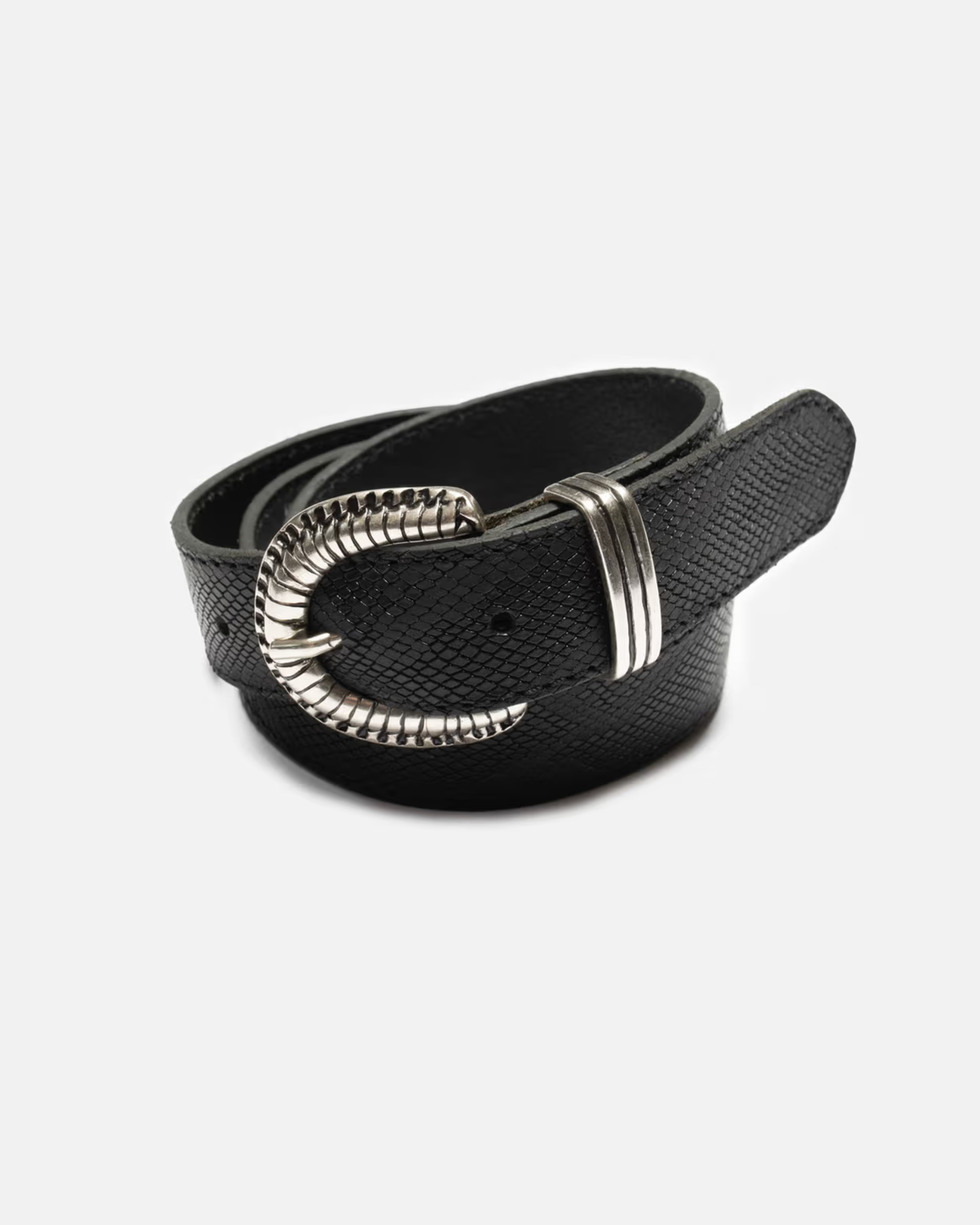 Faux Reptile Leather Belt (Black)
