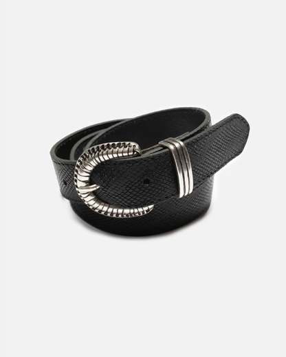 Faux Reptile Leather Belt (Black)