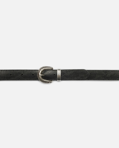 Faux Reptile Leather Belt (Black)